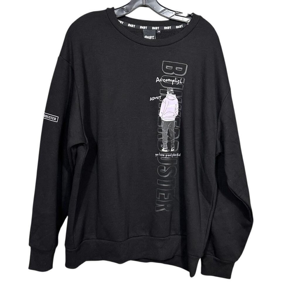 NEW- NWT BKBT Bunker Buster Black Graphic Sweatshirt Size 105 (L/XL Fit) - Picture 2 of 5